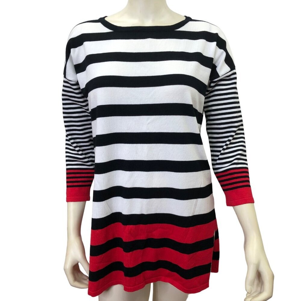 CABLE & GAUGE 3/4 TUNIC SWEATER TOP MD